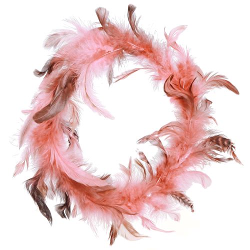 Product Feather wreath made of pheasant feathers decoration in pink Ø20cm 3pcs