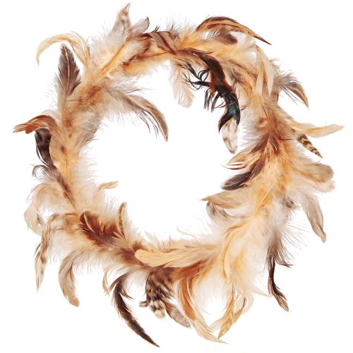 Feather wreath in light brown decorative wreath feathers Ø20cm 3pcs