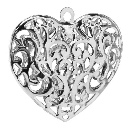 Product Filigree heart for hanging metal heart silver 5.5×5cm 20 pcs