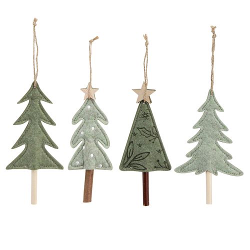 Felt Christmas trees for hanging Christmas tree decorations green 18cm 8 pieces