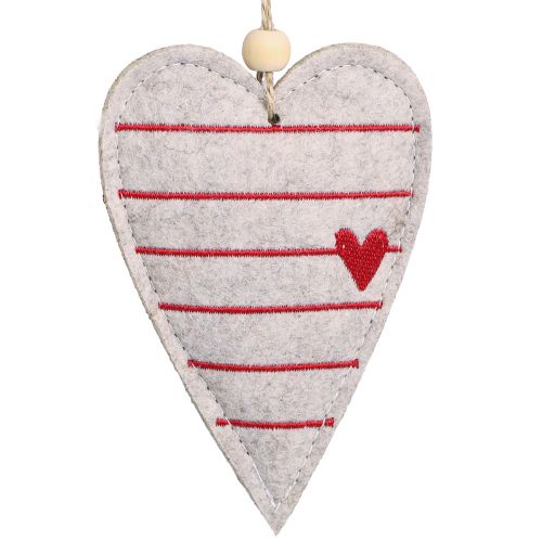 Felt hearts Christmas tree decorations beige hearts 8.5×12cm 6 pcs