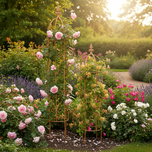 Product Garden trellis, climbing aid for roses and other climbing plants, ideal garden design, 108cm, set of 2.