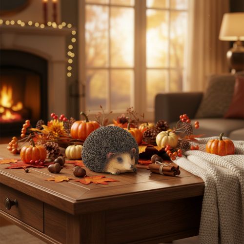 Product Hedgehog Figurine 8cm Polyresin Autumn Table Decoration for Indoor Use