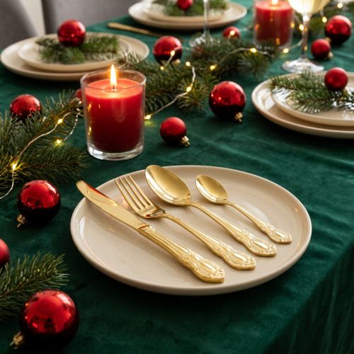 Product Gold-Colored Stainless Steel Cutlery Set, 16 Pieces, in Gift Box