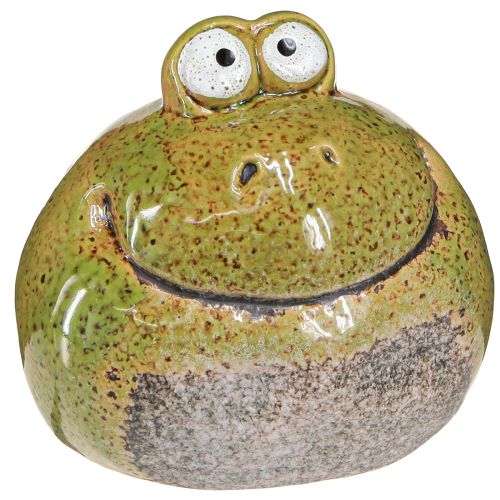 Product Frog Decoration Green Brown Ceramic Frog Head H10.5cm 2 Pcs