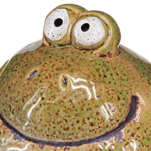 Product Frog Decoration Green Brown Ceramic Frog Head H10.5cm 2 Pcs