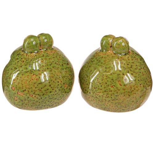 Product Frog Head Ceramic Summer Green Brown Vintage 7x7cm 4 pcs