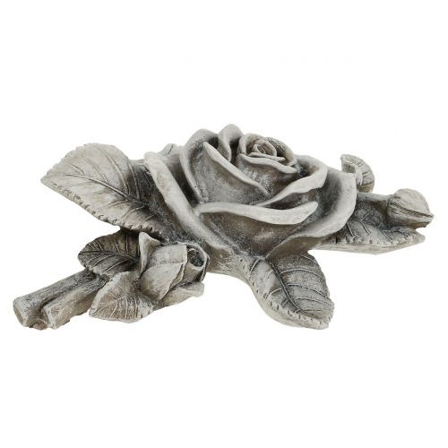 Floristik24 Rose for grave decoration grey 16cm x 13.5cm 2 pcs