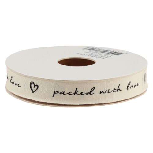 Product Gift ribbon hearts cream cotton ribbon 15mm 20m