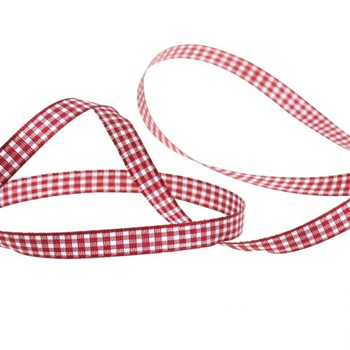 Product Gift ribbon Checked Bordeaux 8mm 20m