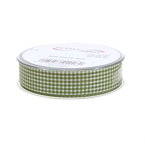 Product Gift ribbon check green 25mm 20m