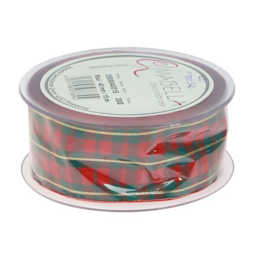 Product Gift ribbon Scottish checked decorative ribbon red green 40mm 15m