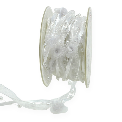 Floristik24 Deco ribbon Valentino white 15mm 5m