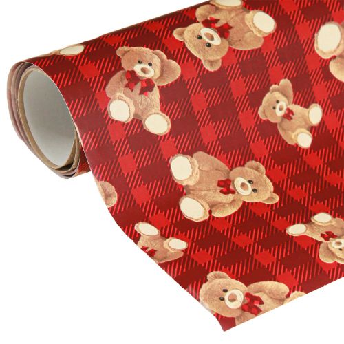 Product Gift Wrap Birthday Teddy Bear Red Checkered 70x200cm