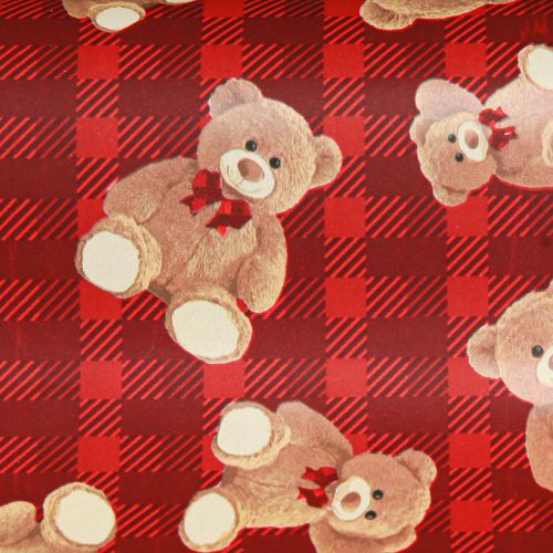 Product Gift Wrap Birthday Teddy Bear Red Checkered 70x200cm