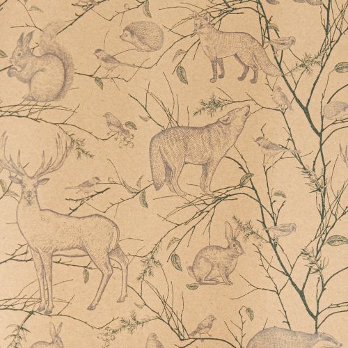 Product Gift Wrap Animals Forest in Brown Blue 70cm x 200cm