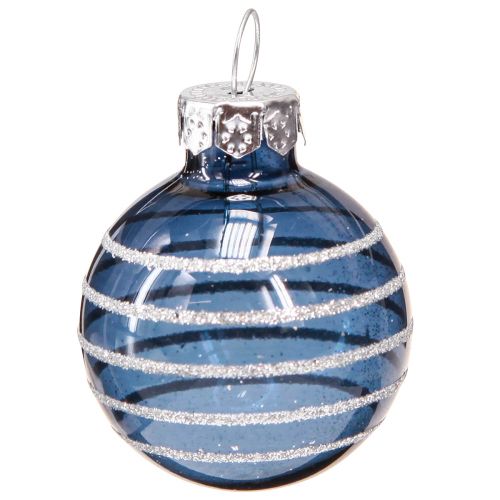 Product Glass Christmas tree balls blue silver decor mini Ø3cm 9 pcs