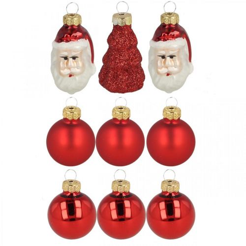 Product Mini Christmas Decoration Figures and Balls Assorted Glass 3cm 9 Pcs