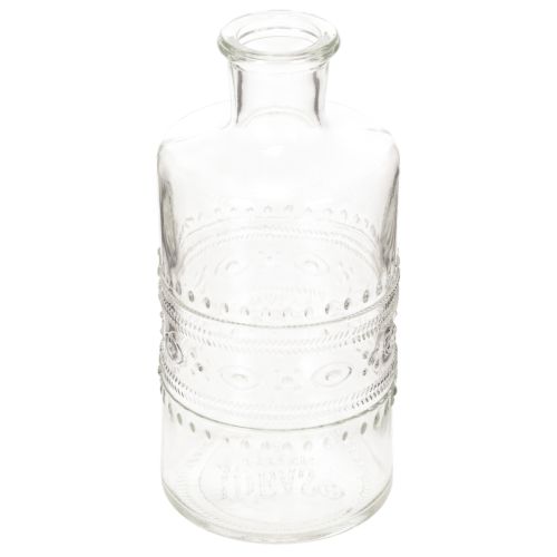 Product Set of 6 Clear Glass Cylindrical Decorative Vases with Pattern – 15cm