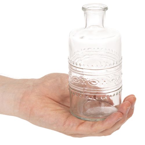 Product Set of 6 Clear Glass Cylindrical Decorative Vases with Pattern – 15cm