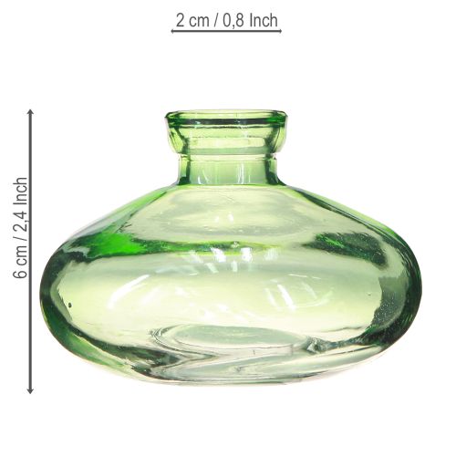 Product Glass vase bulbous green mini vases glass Ø9cm H6cm 6 pcs