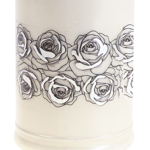 Product Grave candle white roses silver mourning light Ø7cm H18cm 77h