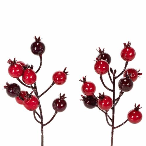 Product Artificial Pomegranate Branches, Red, 19 cm, Set of 4 for Vases and Floral Arrangements