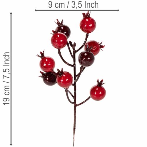 Product Artificial Pomegranate Branches, Red, 19 cm, Set of 4 for Vases and Floral Arrangements