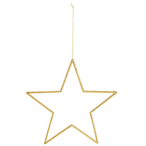 Product Large decorative stars gold glitter decoration for hanging 24cm 6 pcs