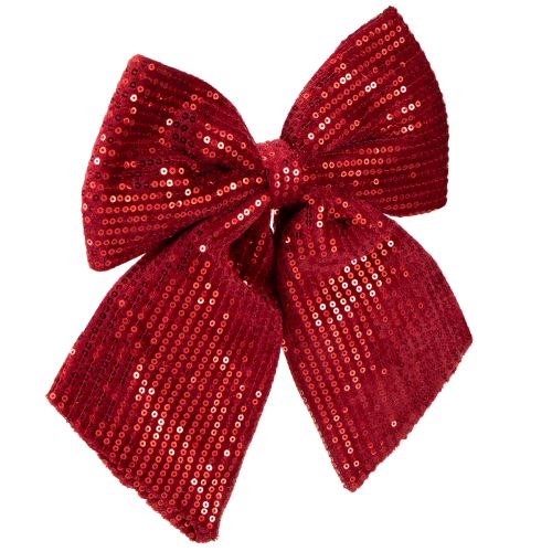 Product Large velvet bow with sequins dark red 20×22cm 2pcs