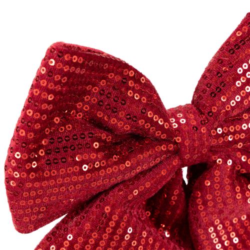Product Large velvet bow with sequins dark red 20×22cm 2pcs