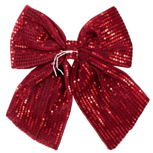 Product Large velvet bow with sequins dark red 20×22cm 2pcs