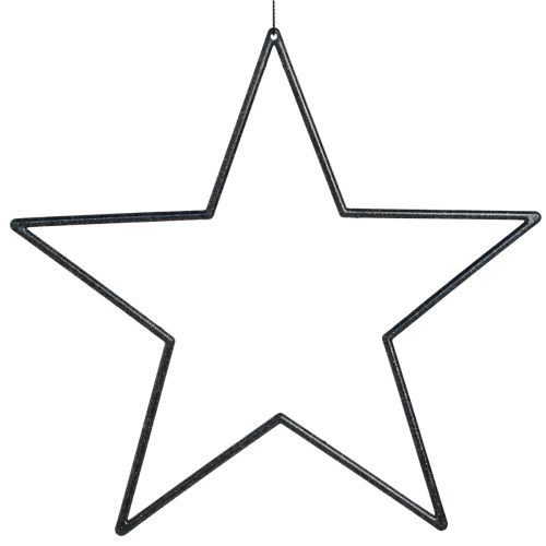 Floristik24 Large hanging stars black glitter Ø24cm 6 pcs