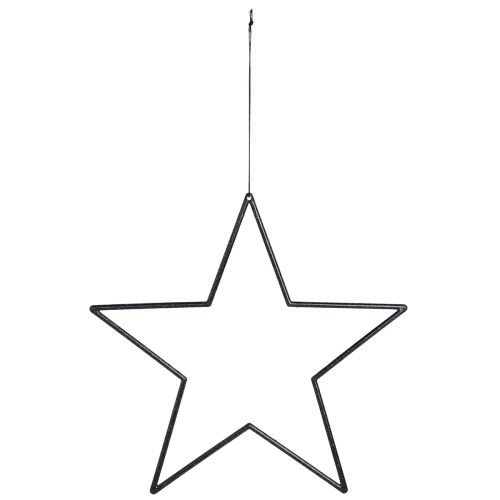 Product Large hanging stars black glitter Ø24cm 6 pcs