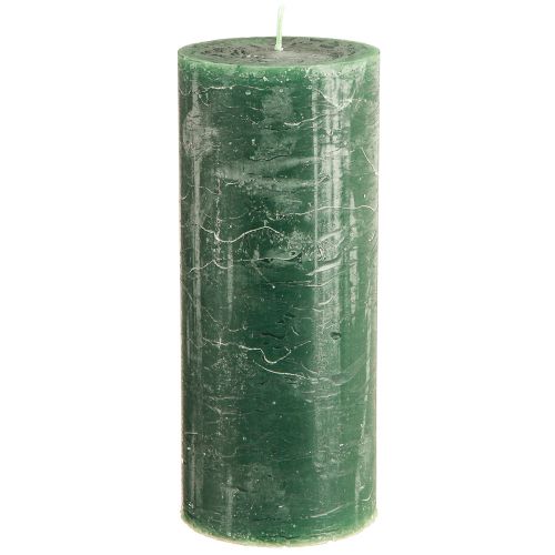 Floristik24 Large pillar candles green dark green 85x200mm 2 pcs