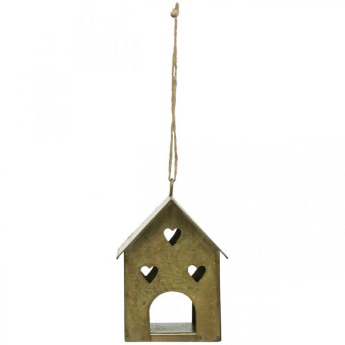 Product Christmas hanger metal house vintage gold H9.5cm 3pcs