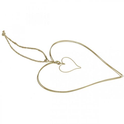 Product Decorative heart for hanging, hanging decoration metal heart golden 10.5 cm 6 pieces