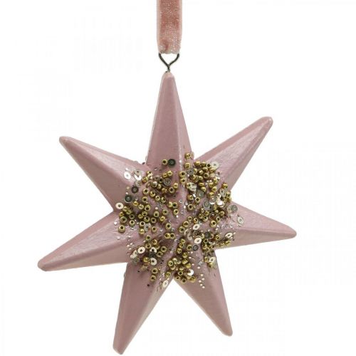 Product Christmas pendant deco star to hang up pink 4pcs