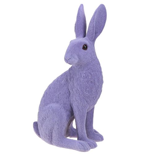 Sitting Bunny Easter Bunny Decoration Flocked Lilac 12×9×25cm