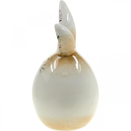 Product Easter bunny ceramic white egg decorative figure rabbit Ø6cm H11.5cm