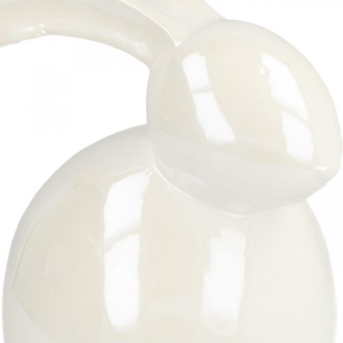 Floristik24 Decorative bunny, Easter decoration, ceramic Easter bunny white, mother-of-pearl H9.5cm 4pcs