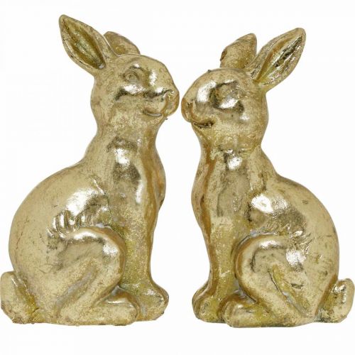 Product Bunny gold decoration sitting antique look Easter Bunny H12.5cm 2pcs