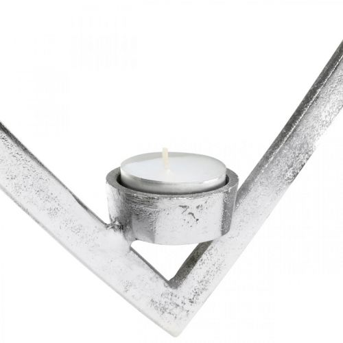 Product Heart to hang, tealight holder for Advent, wedding decoration metal silver H24cm