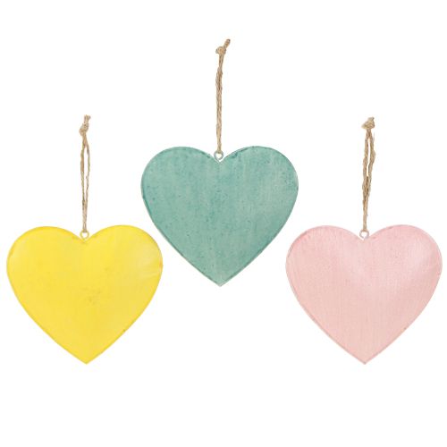 Product Decorative heart pendants with butterflies for spring decoration, 10.5cm, 3 pieces