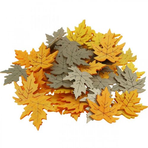 Product Scatter decoration autumn, maple leaves, autumn leaves golden, orange, yellow 4cm 72 pcs