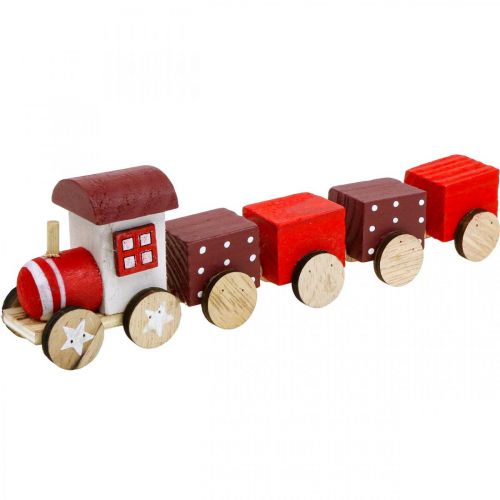 Wooden train deco Christmas train red L20cm H6cm 2pcs