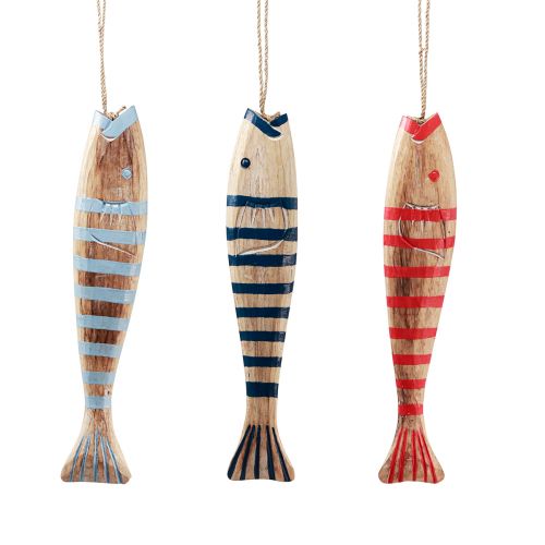 Product Wooden fish for hanging fish decoration wood 29cm colored 3 pieces