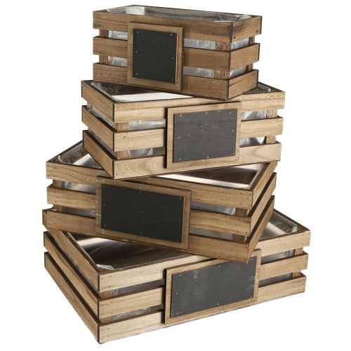 Wooden box with blackboard box planter 40/35/30/25cm set of 4