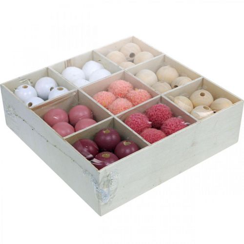 Product Wooden beads wooden balls for handicrafts pink sorted Ø3cm 36pcs