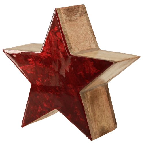 Floristik24 Wooden star natural red star decoration made of mango wood Ø24x10cm